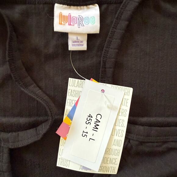 Lularoe Women’s Sz Large Black Ribbed Cami Tank Top New NWT - Picture 2 of 3